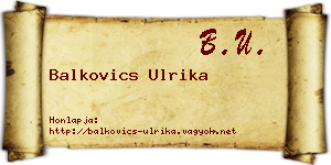 Balkovics Ulrika névjegykártya